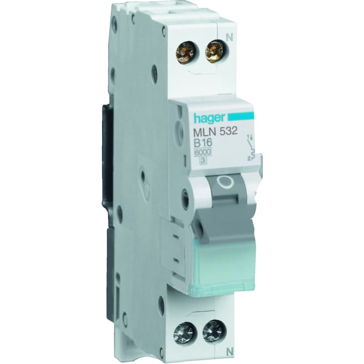 Hager automatsikring C 1P+N, 1M, 10A