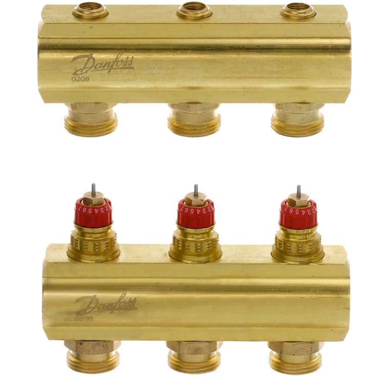 Danfoss 1" gulvvarme fordelerrør, 3 kredse