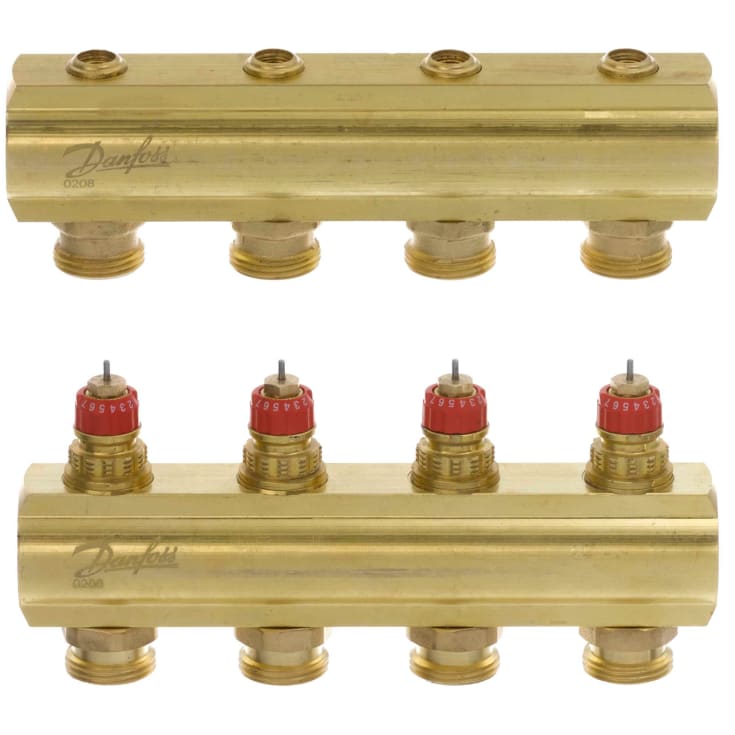 Danfoss 1" gulvvarme fordelerrør, 4 kredse