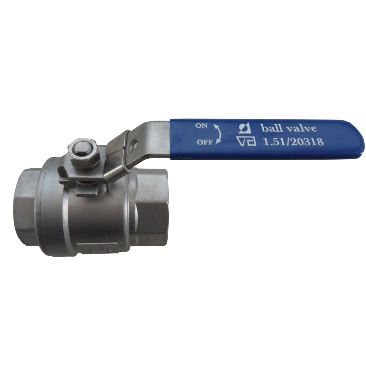 1/2'' 2-delt kuleventilstuss/muffe rustfri (1.4408) VA-godkjent