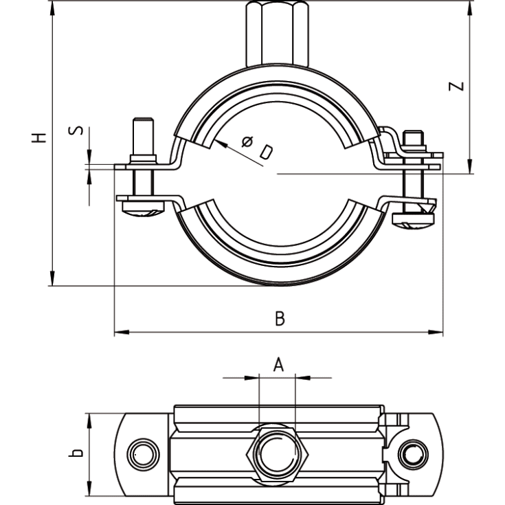 8 stk Samontec FRS 165-168 mm M8/M10 rørbøjle