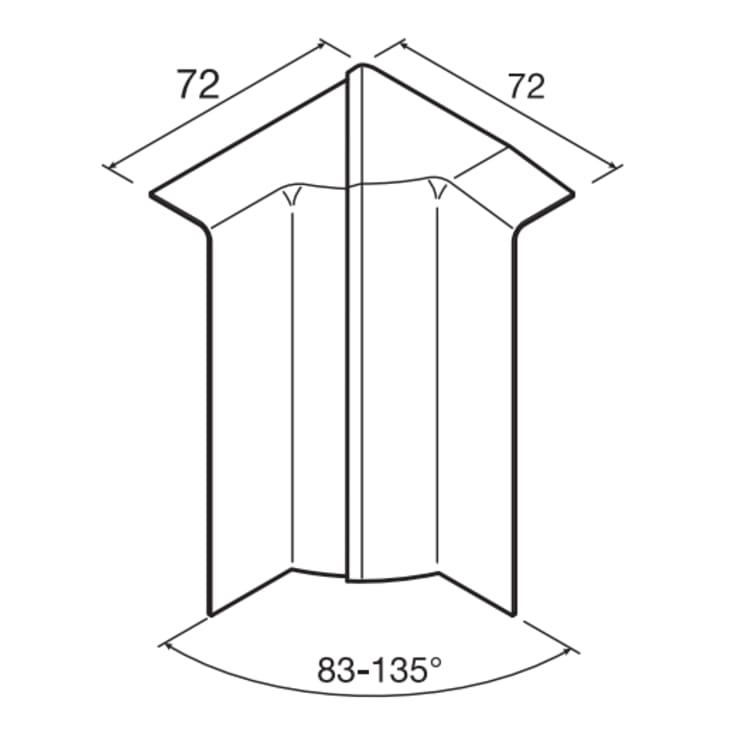 Indvendigt Hjørne SL 115 mm Høj SL 201154 Sort Ral9011
