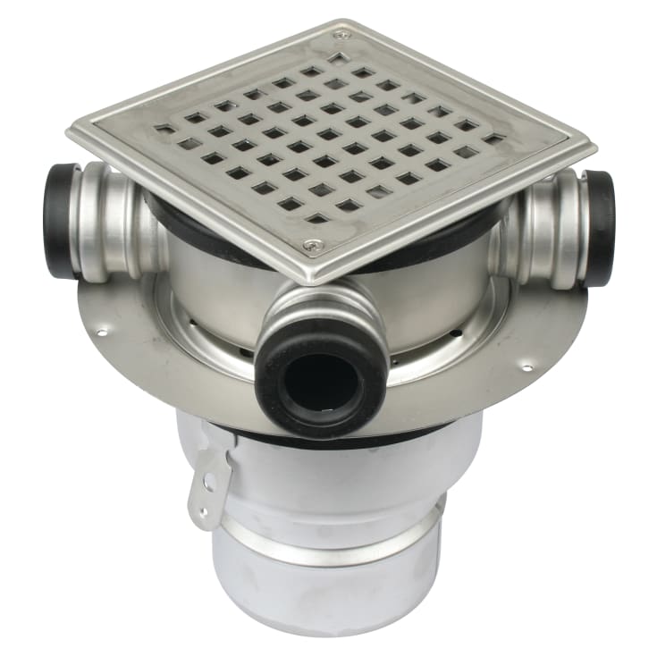 Blücher Square afsløbsskål, til beton og flisegulv, membranklemflange, Ø110 mm