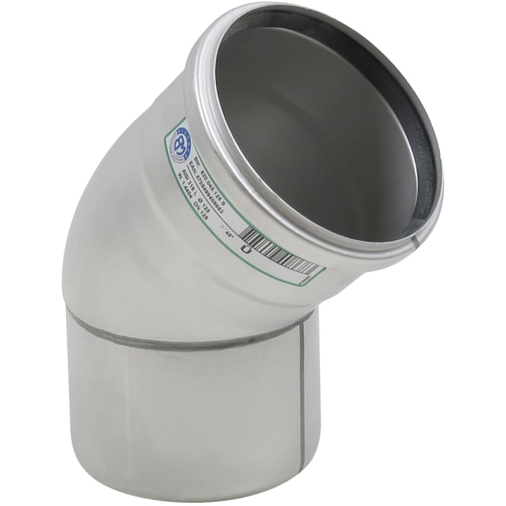 Blücher EuroPipe afløbsbøjning, 45°, Ø125 mm, rustfrit stål