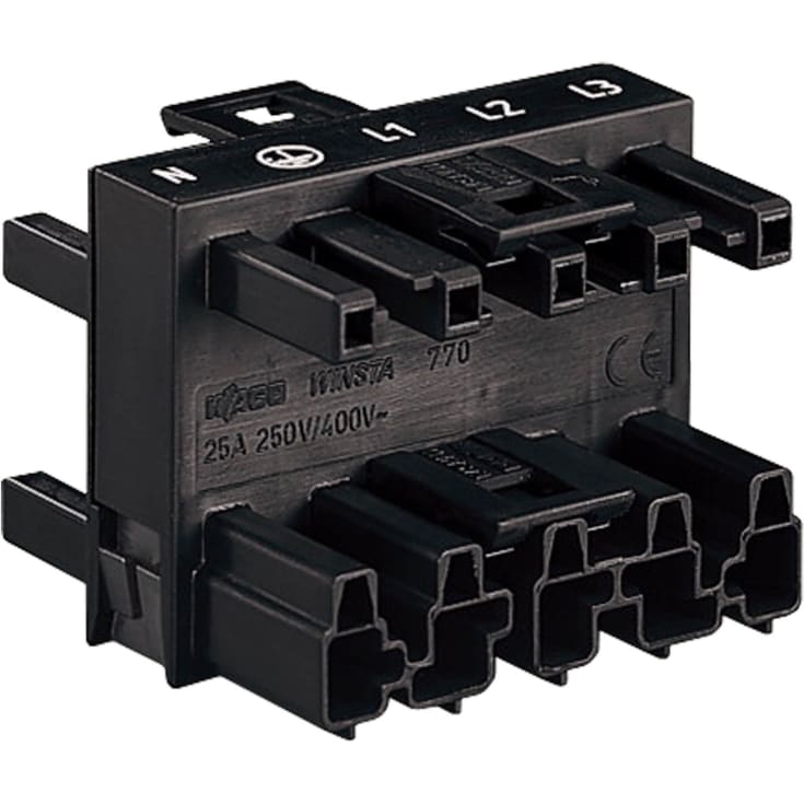 Winsta Afgreningsblok 3-Vejs 1xHan/3xHun 5P Sort