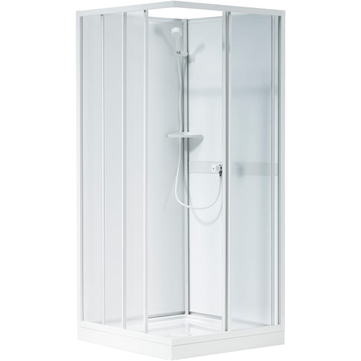 Contura Shower Next NK duschkabin, övre del, låg modell, skjutdörr, 80x80 cm, mönstrad styren