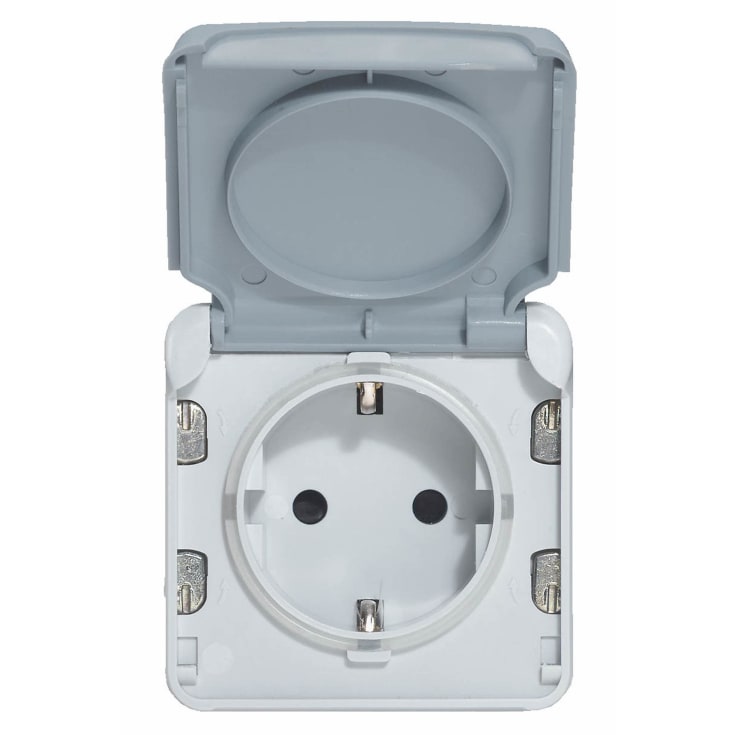 Plexo Stikkontakt Schuko Tysk Standard 2P+J 16A Grå IP55