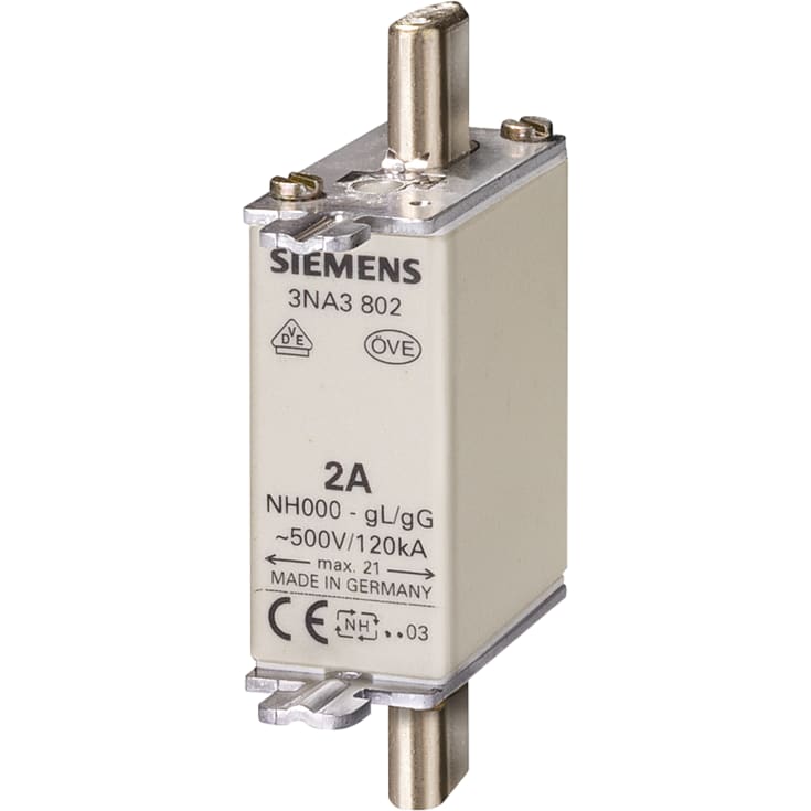 3 st Säkring NH 000 80A GG 500V 3NA3824