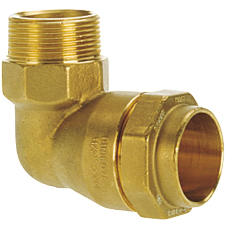 Isiflo 32 mm x 1,1/4" albue 90° med nippel, messing, PN16