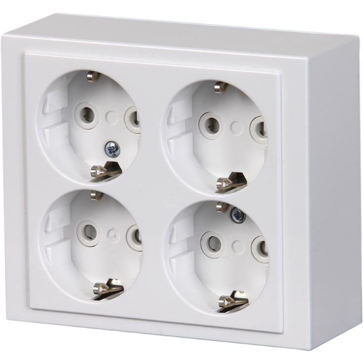 ABB Jussi/Impressivo 4-dobbelt schuko stikkontakt, hvid