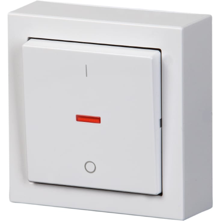 Afbryder 2P komplet udvendig 16A 1M alu