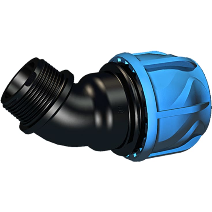 +GF+ iJoint vinkel til PEM rør 45°, nippel, 1" x 32 mm