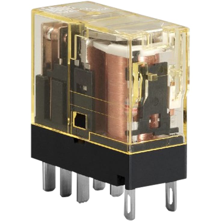 10 stk Relæ RJ2S-CLD-D24, 2P 24V DC 8A, med LED og beskyttelses diode