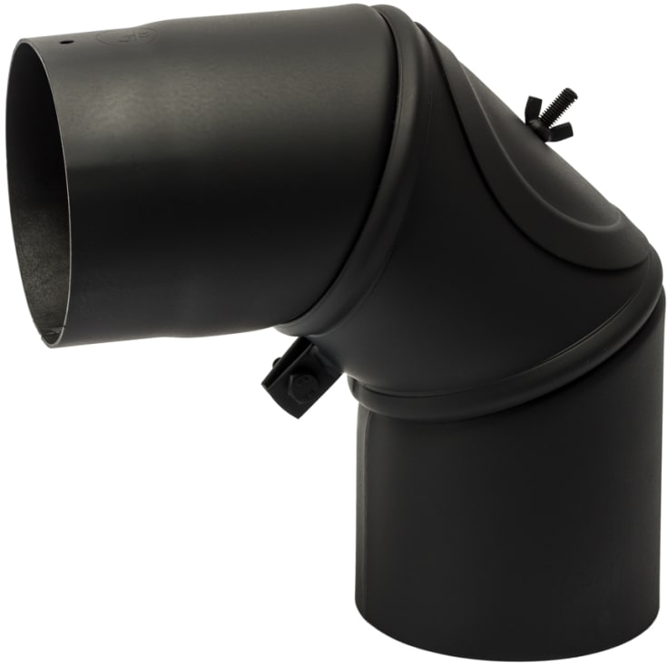 150 mm. Metalbestos knærør 90° med smig, med renseklap