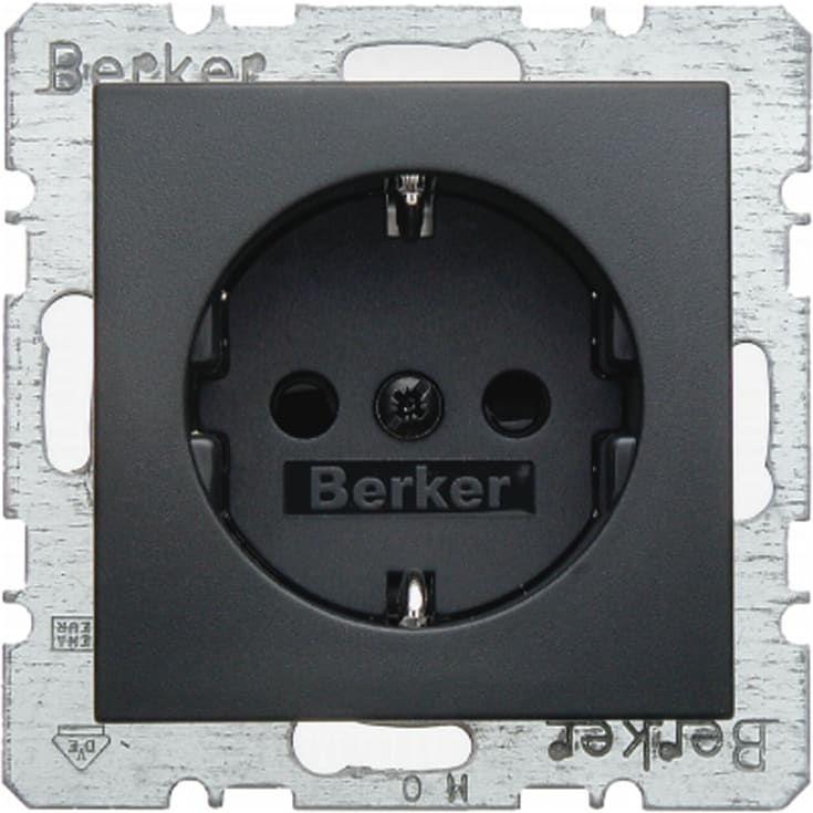 Berker-uttag Schuko med jord S./B. antracit