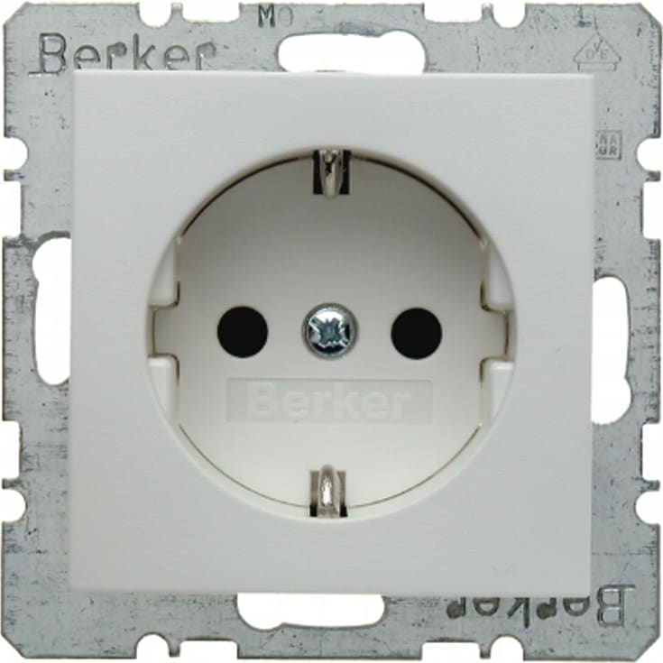 Berker Stikkontakt Schuko med jord S./B. hvid
