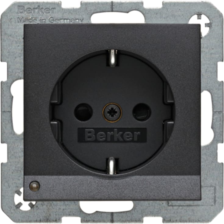 10 st Berker Socket Schuko med jord och LED-ljus S./B. antracit