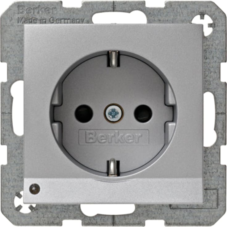 10 st Berker Socket Schuko med jord och LED-ljus S./B. alu