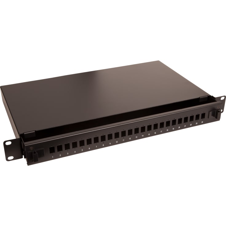 Fiber udtræksboks 24xSC simplex/LC duplex sort 1HE