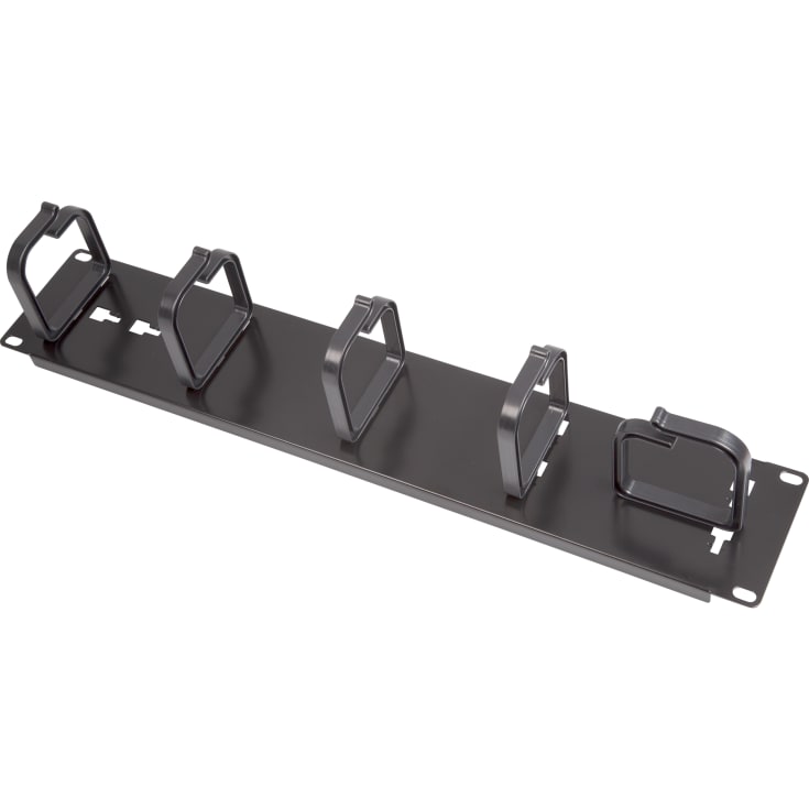 Kabelholder 19" 5 ringer sort valgfri stilling 2HE, plast