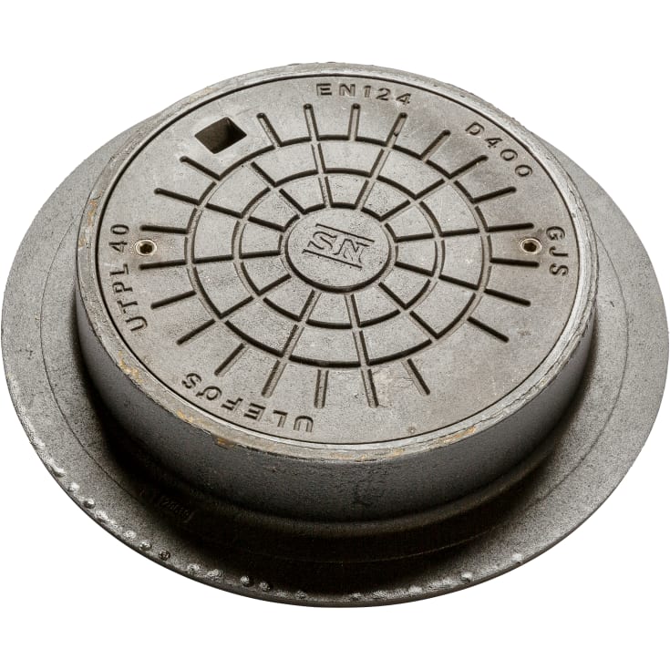 Ulefos 425 x 100 mm karm m/boltet dæksel, rund, fast, 40 t GG/SG