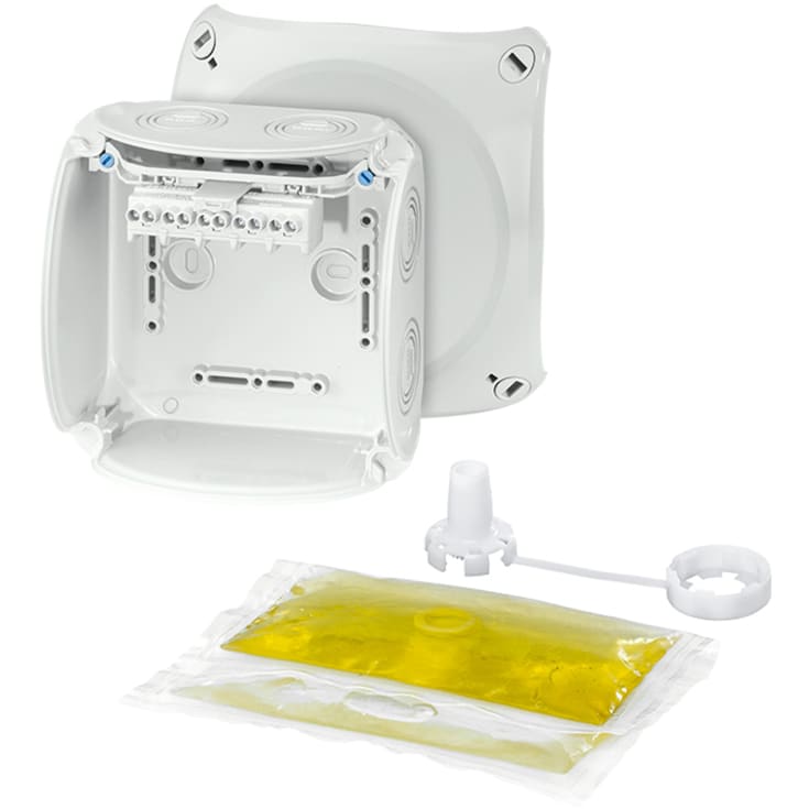 Koblingsboks WP0604G 1,5-4 mm² grå med gel 130x130x77 mm