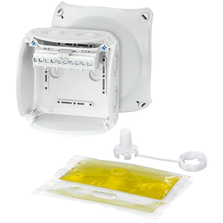 Kopplingsdosa WP0606G 2,5-6 mm² grå med gel 130x130x77 mm