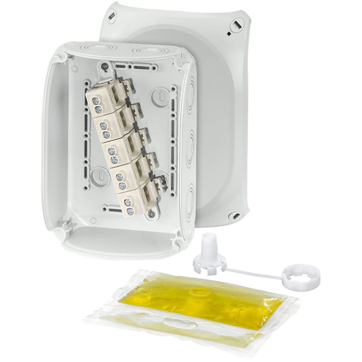 Kopplingsdosa WP1010G 4-10 mm² grå med gel 180x130x77 mm