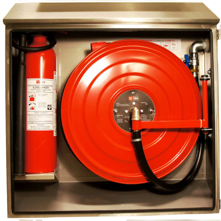 Falck slangeskab. Model 6 med skrå top og bund. Vandtæt, slukker