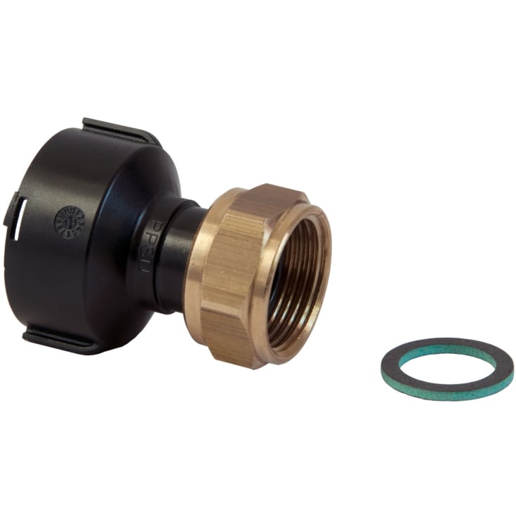 Uponor Aqua PLUS adapter mutter PPM, inv/inv, messing, 1"x3/4
