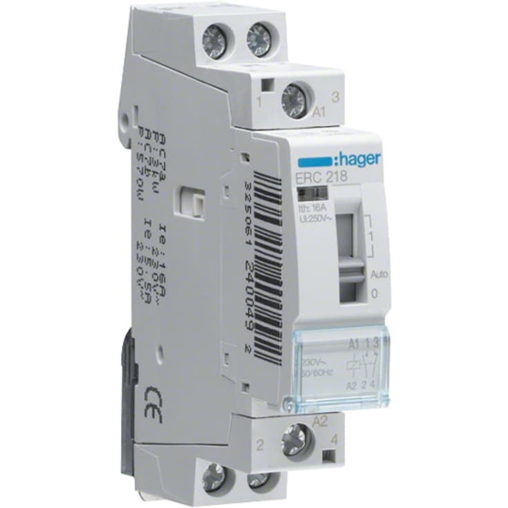 Kontaktor 16A 1 fabrikat + 1 avbrott 12V AC, 1M, ERL218
