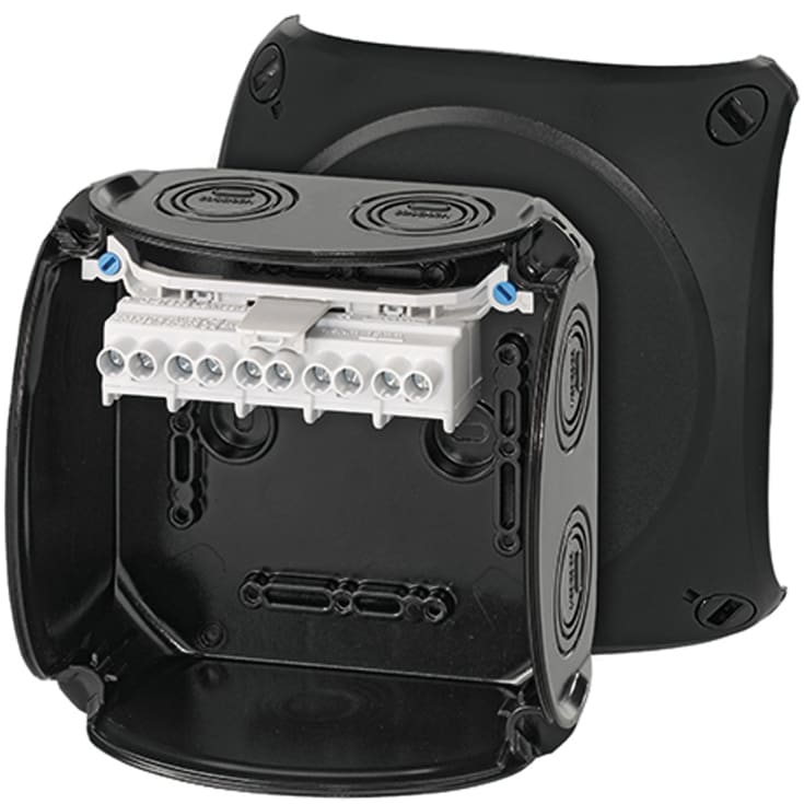 Kvik Forgreningsdåse KF0606B 130x130 mm M20-32 5x2,5-6 mm² sort