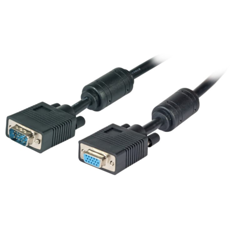 VGA-kabel 1,8M hane/hona 2 x HD Dsub15 m/f, svart