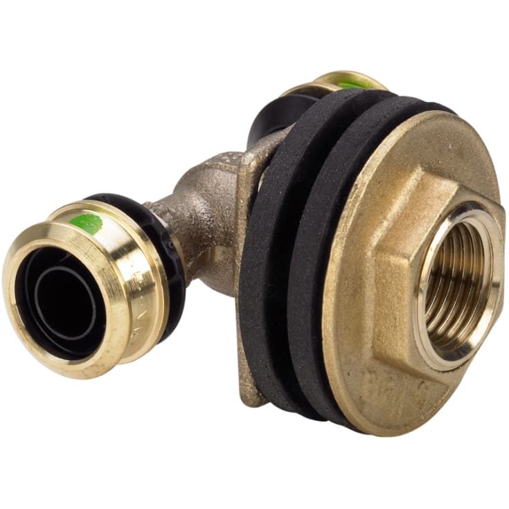 Dobbelt væggennemføring 16 x 1/2" x 3/4" x 25 mm