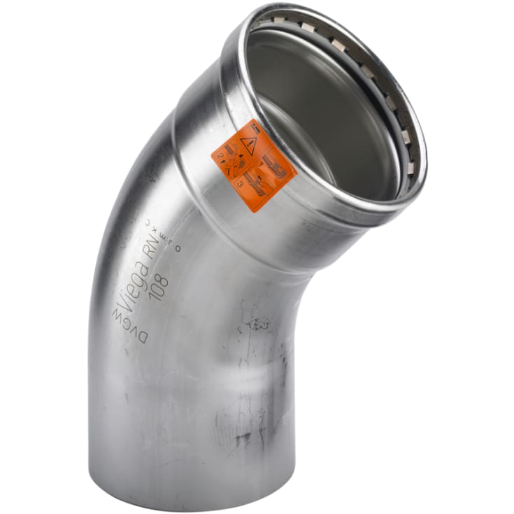 88,9 mm Sanpress Inox bøjning 45°