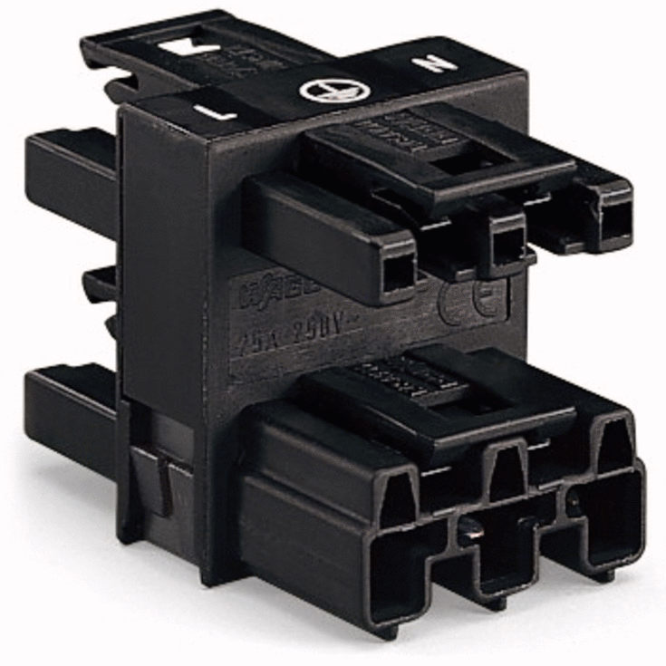 Winsta Afgreningsblok 3-Vejs 1xHan/3xHun 3P Sort
