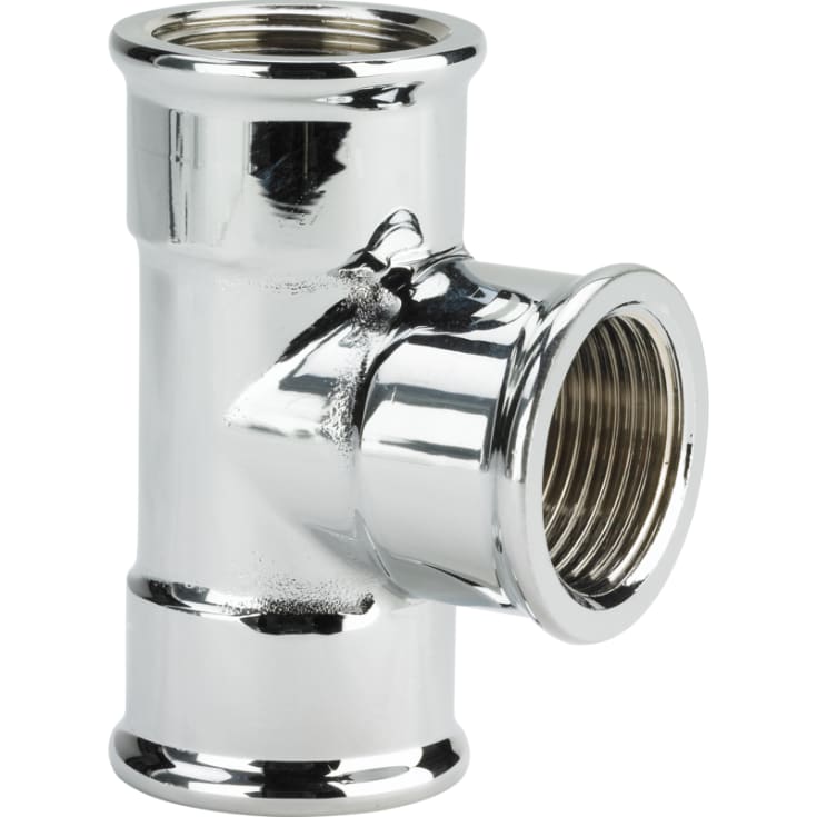 5 stk Messing tee, krom, 3/4"