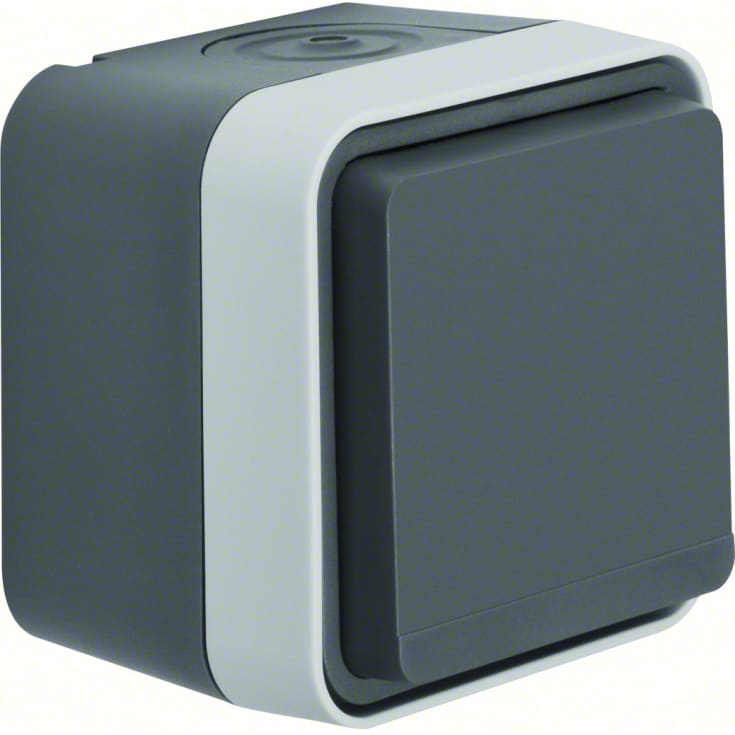 Berker W.1 Schuko stikkontakt med klaplåg, IP55, Grå