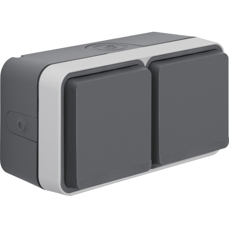 Berker Stikkontakt Schuko dobb vandr kompl grå W.1 IP55, 4 indf.