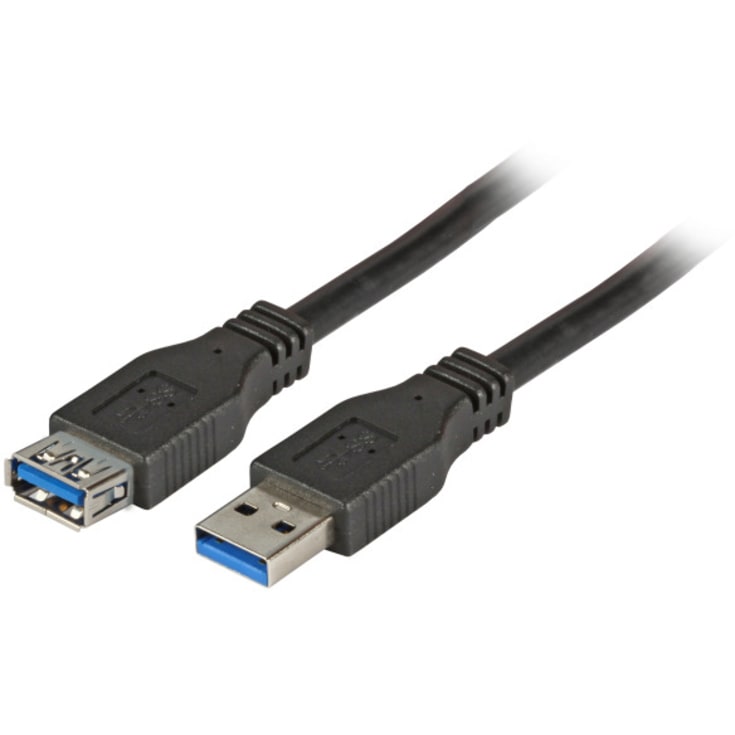 Kabel USB3.0 USB-A/USB-A hann/hunn 5.0M svart