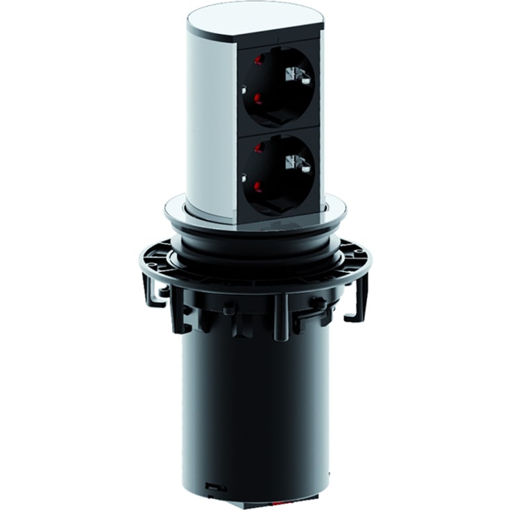 Hiss Pop-up Socket 2xSchuko, stållook