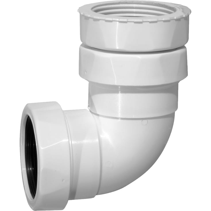 Purus PUM utloppsvinkel, Ø32/40 mm x 1 1/2 - 1 1/4", 90°, vit