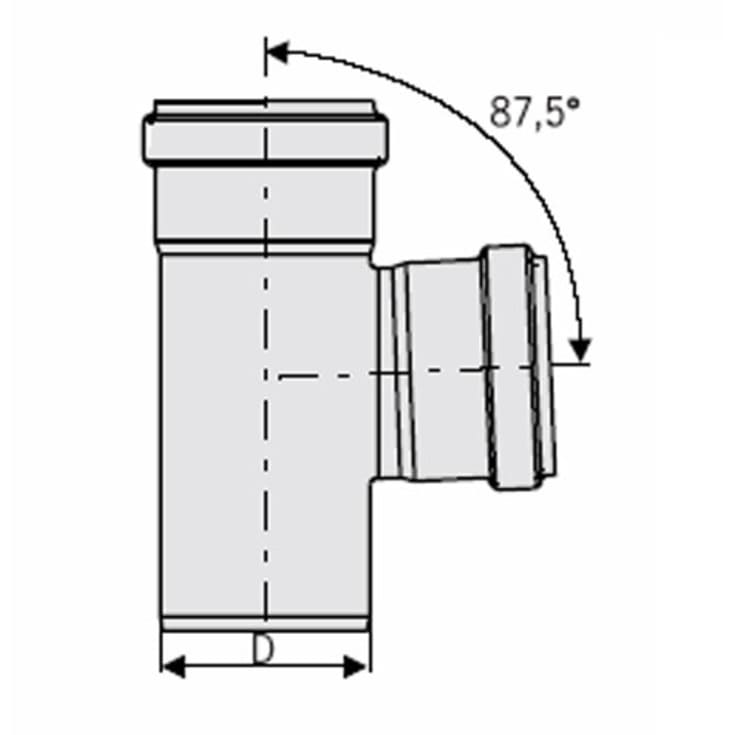 75 x 75 mm x 87,5° Grenrør rustfritt avløp AISI304 ACO