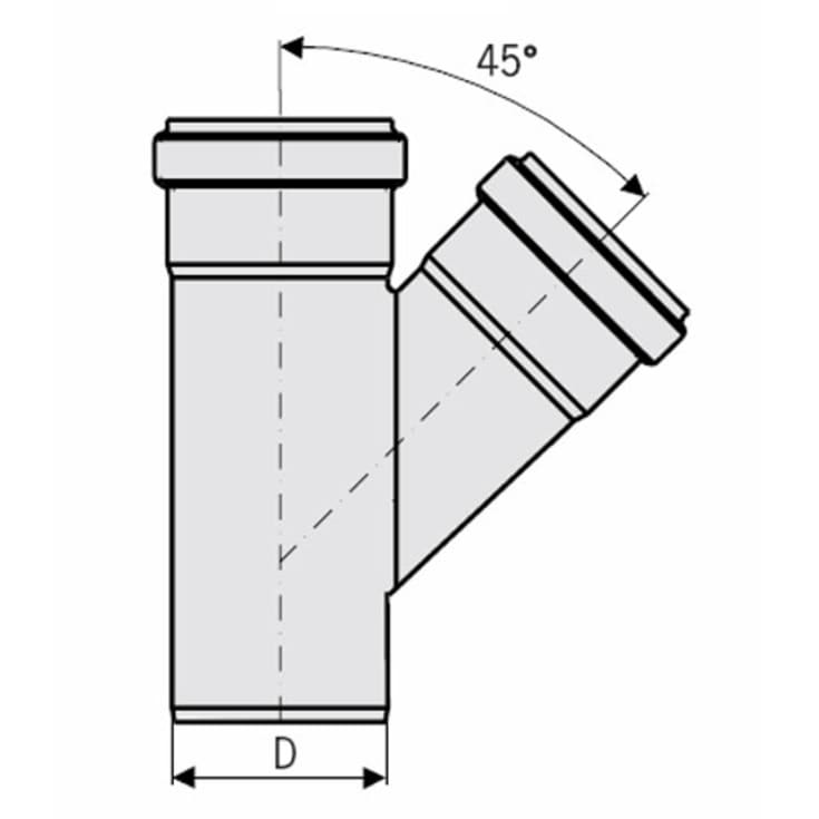 Aco Pipe grenrør, Ø110 mm, 45°, rustfrit stål