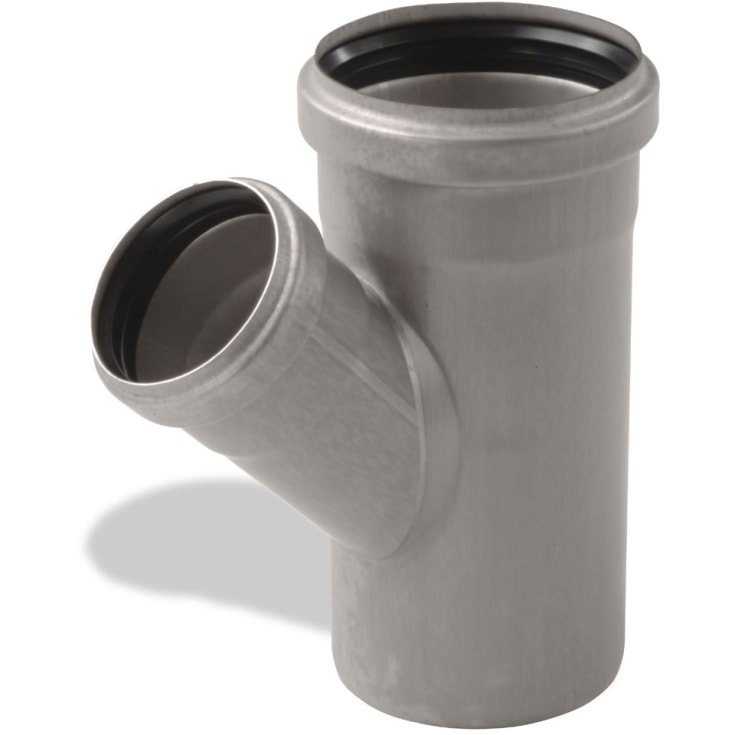 Aco Pipe grenrør, Ø110x75 mm, 45°, rustfrit stål