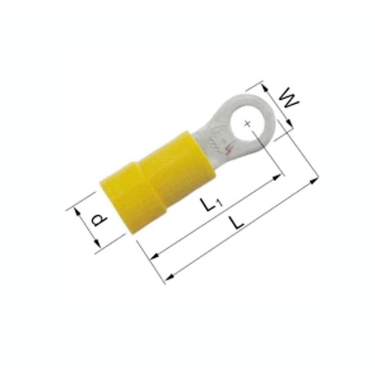 50 st Isolerade ringkabelskor gul 4-6 mm² M12 A4613R