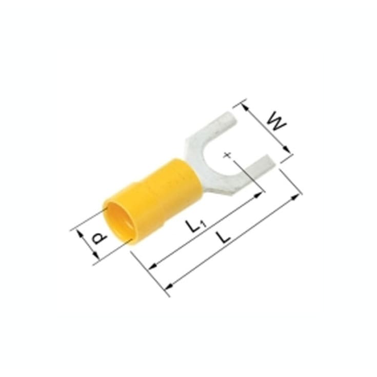 100 stk Isoleret Gaffelkabelsko gul 4-6 mm² M5 A4653G