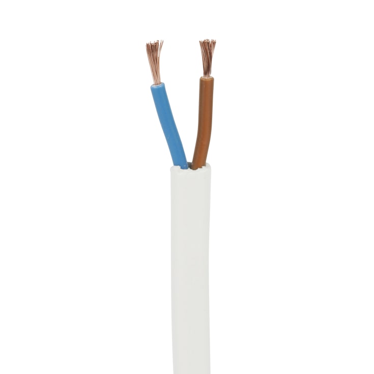 Kabel H03VVH2-F Flat 2x0,75 hvit, 25 meter