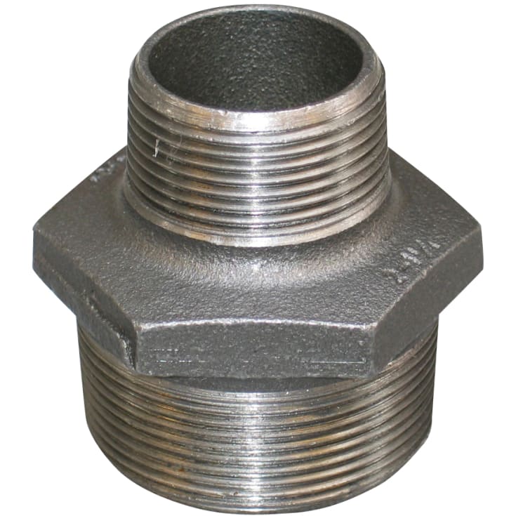 1" x 3/4" svart sexkantsnippel