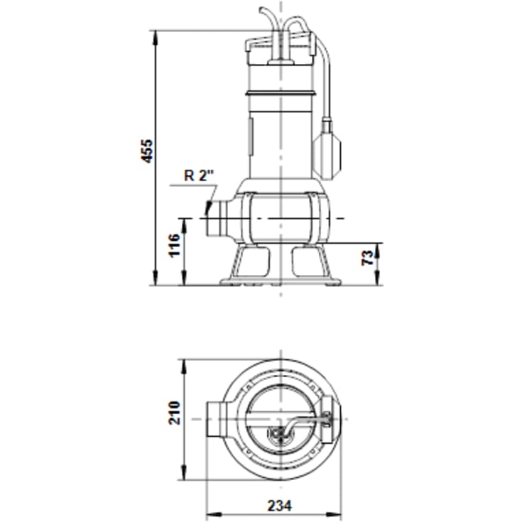 Grundfos avløpspumpe AP35B.50.08.A1 m/nivåavbryter - 5m kabel